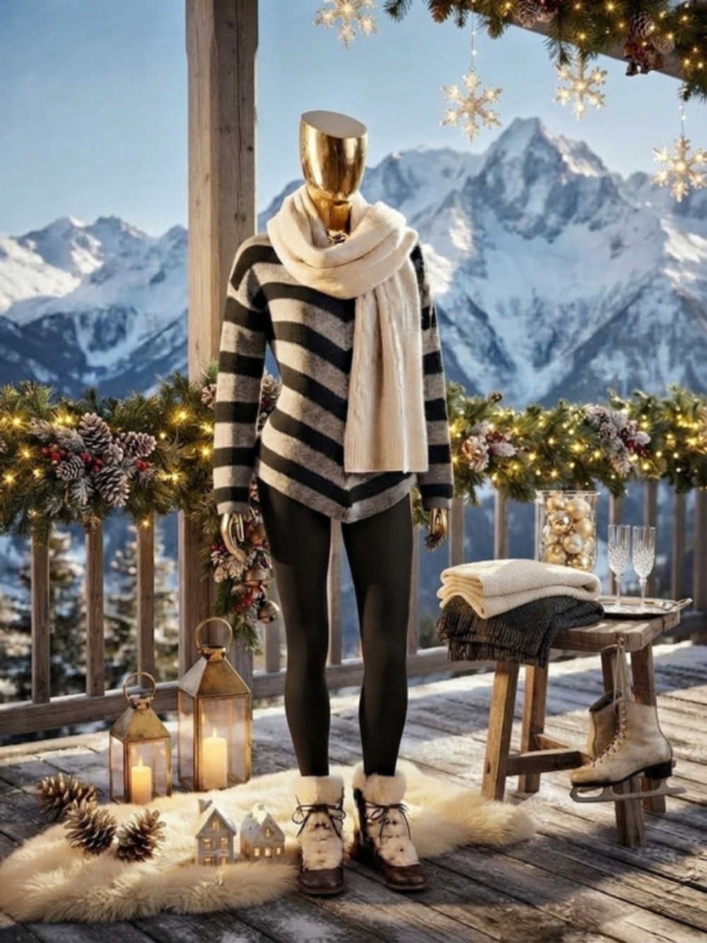 Whimsy Stylish Warm Sweater in Gray & Black